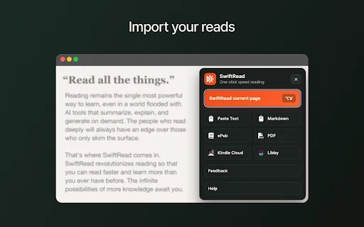 SwiftRead: Leia 3x Mais Rápido e Otimize seu Tempo – Extensão Chrome - Screenshot 4