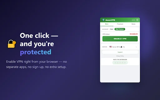 AnonVPN: VPN Grátis e Rápida para Chrome – Navegação Segura - Screenshot 1