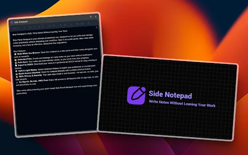 Side Notepad: Bloco de Notas Lateral para Produtividade no Chrome - Screenshot 4