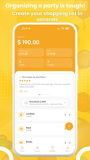 Fiesta: Convites e Planejamento de Festas – Download Grátis Agora - Screenshot 2