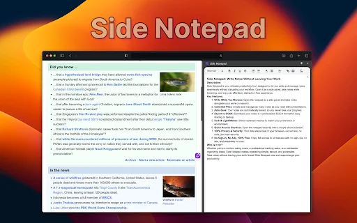 Side Notepad: Bloco de Notas Lateral para Produtividade no Chrome - Screenshot 1