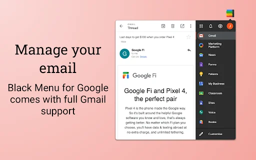 Black Menu for Google: Acesse Apps e Gemini AI com Agilidade - Screenshot 2