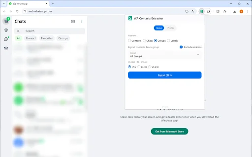 Exportar Contatos WhatsApp: Salve Leads e Grupos Facilmente - Screenshot 1