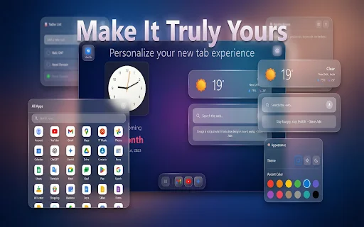 GNT: Glass New Tab – Interface Estilo iOS e Dashboard Premium - Screenshot 3