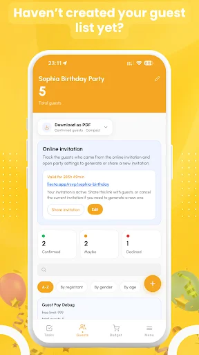 Fiesta: Convites e Planejamento de Festas – Download Grátis Agora - Screenshot 1