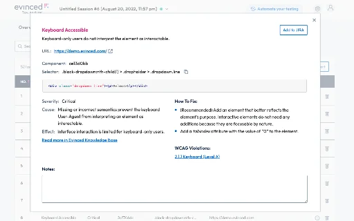 Evinced Flow Analyzer: Validação de Acessibilidade Web Ágil - Screenshot 4