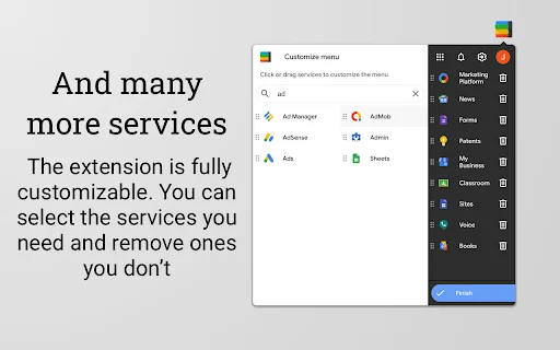 Black Menu for Google: Acesse Apps e Gemini AI com Agilidade - Screenshot 5