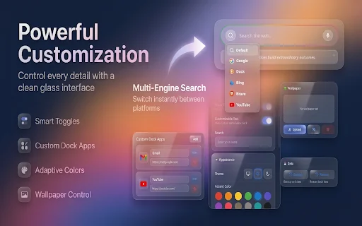 GNT: Glass New Tab – Interface Estilo iOS e Dashboard Premium - Screenshot 4